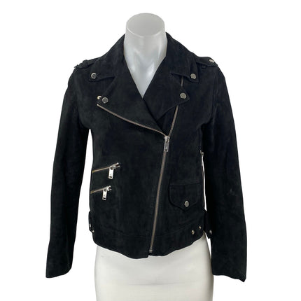 Beymen Club 100% Lamb Leather Men's Black Long Sleeve Moto Biker Coat Jacket XS