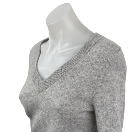Aqua Women's Gray 100% Cashmere Long Sleeve V Neck Knit Sweater Top Size XS