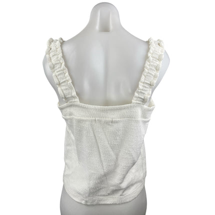 Madewell Women's White Sleeveless Loop Terry Tie Ruffle Strap Tank Top Size M