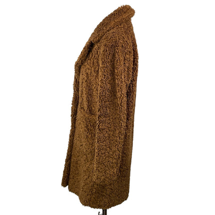 Bernardo Brown Long Sleeves Faux Fur Fleece Single Breasted Teddy Coat Jacket XS