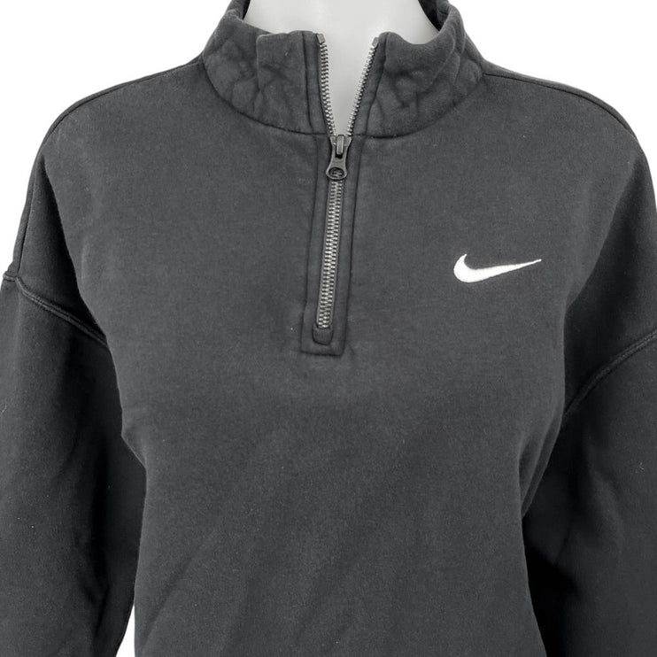 Nike Women's Black Fleece 1/4 Zip High Neck Pullover Sweatshirt Top Size M