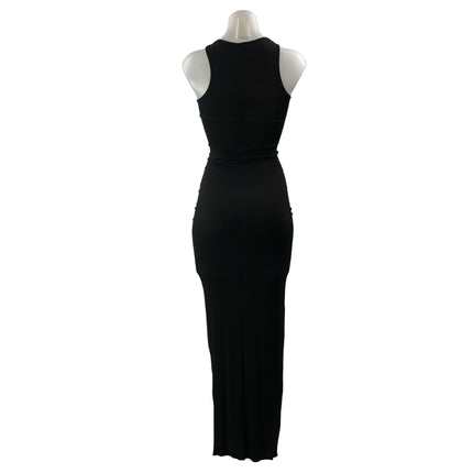 SKIMS Black Sleeveless Asymmetrical Strap Cutouts Halter Bodycon Maxi Dress Sz S