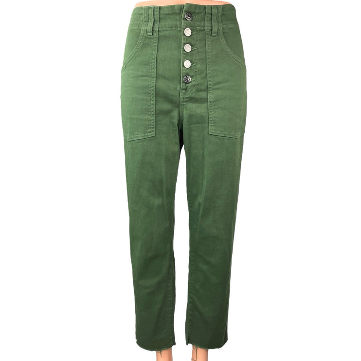 Veronica Beard Women's Green High Rise Straight Leg Cropped Denim Jeans Size 27