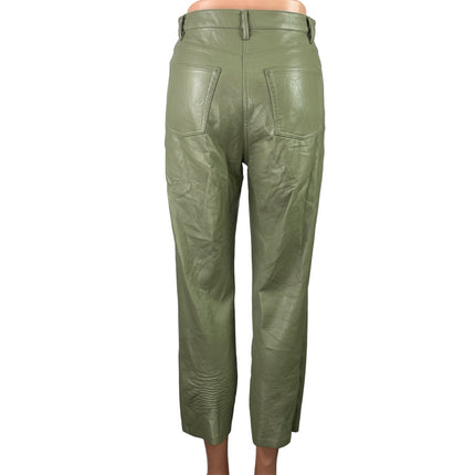 Aritzia Wilfred The Melina Womens Green Faux Leather Vegan Trousers Pants Size 4