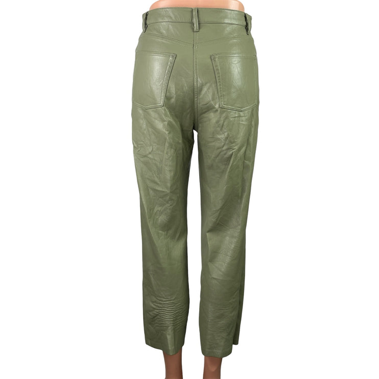 Aritzia Wilfred The Melina Womens Green Faux Leather Vegan Trousers Pants Size 4