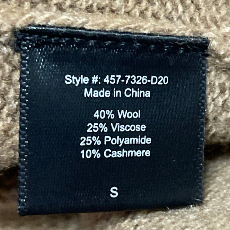 Jenni Kayne Women's Tan Wool Cashmere Crew Long Sleeve Knit Sweater Top Size S
