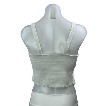 Heartloom White Embroidered Sleeveless Knit Hook Bustier Corset Crop Top Size S