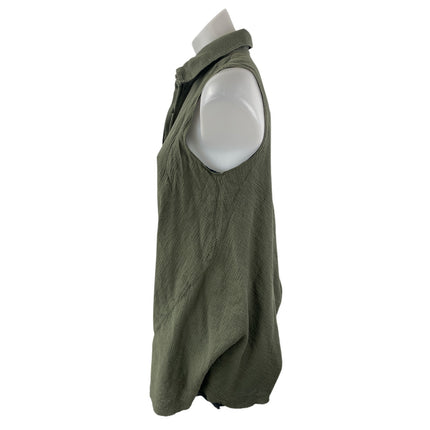 Rachel Roy Women's Green Sleeveless Button Down Swing Shirt Tunic Top Size M