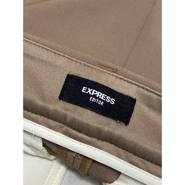 Express Editor Women's Tan Beige Khaki High Rise Flare Trousers Pants Size S