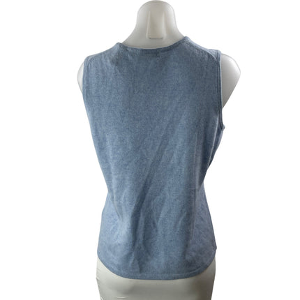 Lord & Taylor Two Ply Cashmere Women's Light Blue Sleeveless Sweater Tank Top L
