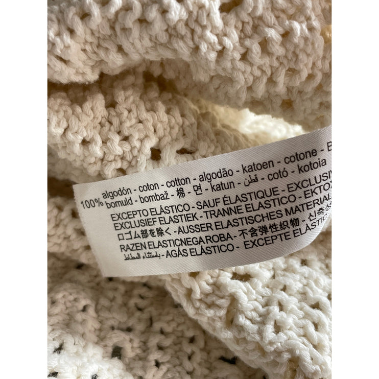 Zara Cream Crochet Knit Strapless Twist Front Slit Midi Bodycon Dress Size M