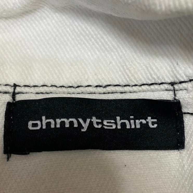 Oh My T Shirt Women's White Long Sleeve Cutoff Crop Denim Jean Jacket Size S