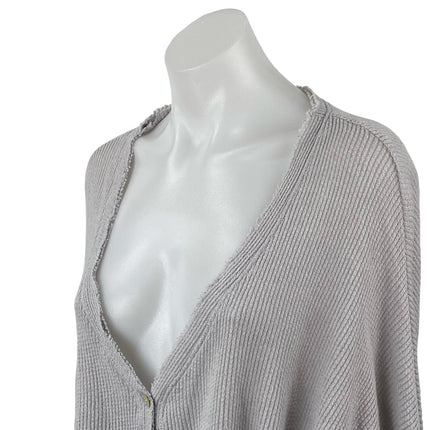 Urban Outfitters Gray Ribbed Long Sleeve Button Down Crop Cardigan Sweater Top S