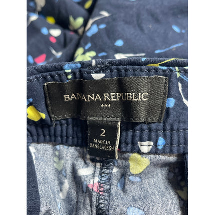 Banana Republic Women's Navy Blue Floral Mid Rise Boyfriend Mini Shorts Size 2