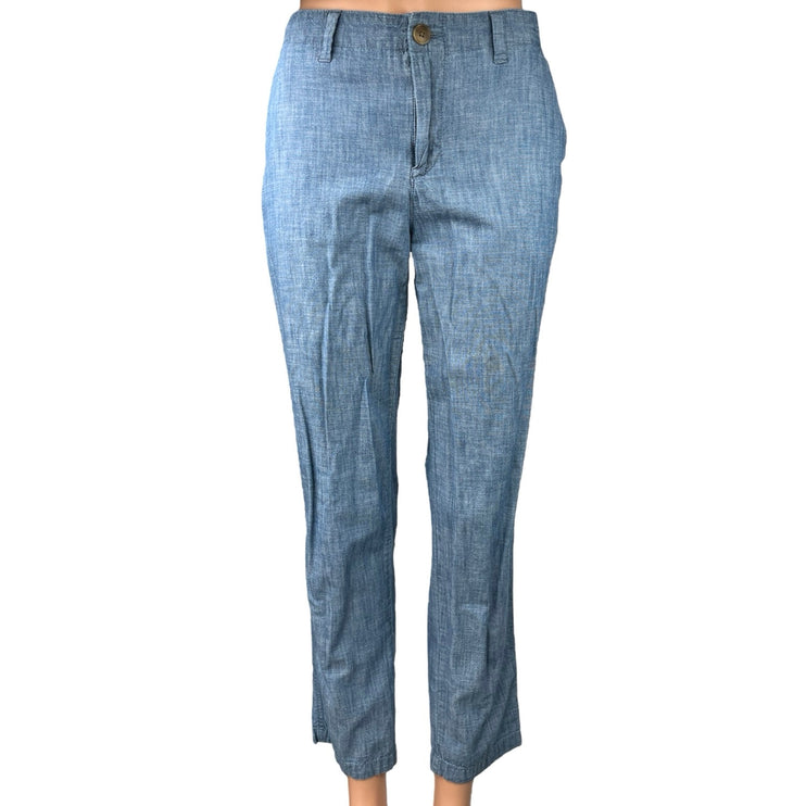 Gap Women's Blue Chambray High Waisted Ankle Straight Casual Pants Size 2