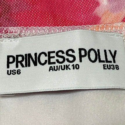 Princess Polly Zuba Pink Floral Sleeveless Mesh V-neck Mini Fit & Flare Dress 6