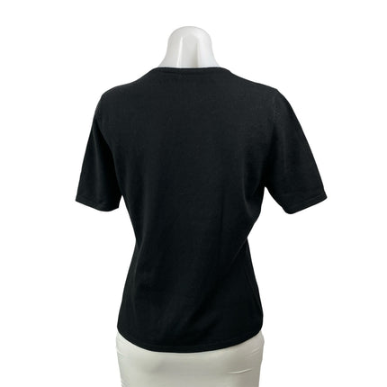Jennifer Tyler Black Short Sleeves Cashmere Silk Crewneck Tee T-shirt Sweater L