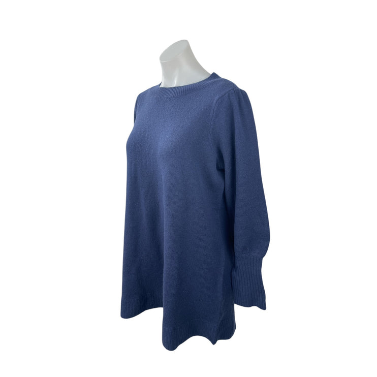 Hill House 100% Wool Women's Navy Blue Crew Neck Long Sleeve Tunic Sweater Top S