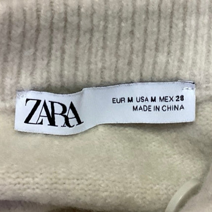 Zara Women's Cream Knit Button Down Cropped Cardigan Sweater Top Size M