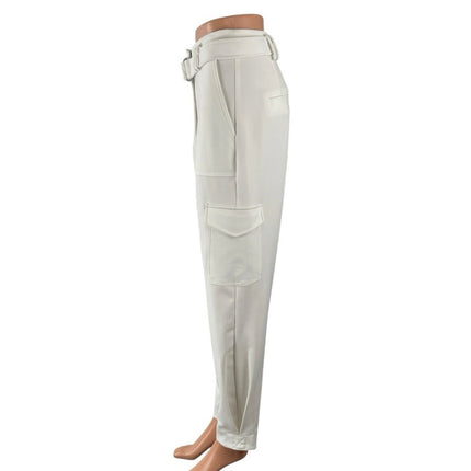 Express Ankle Super High Rise White Belted Tapered Ankle Trousers Pants Size 4