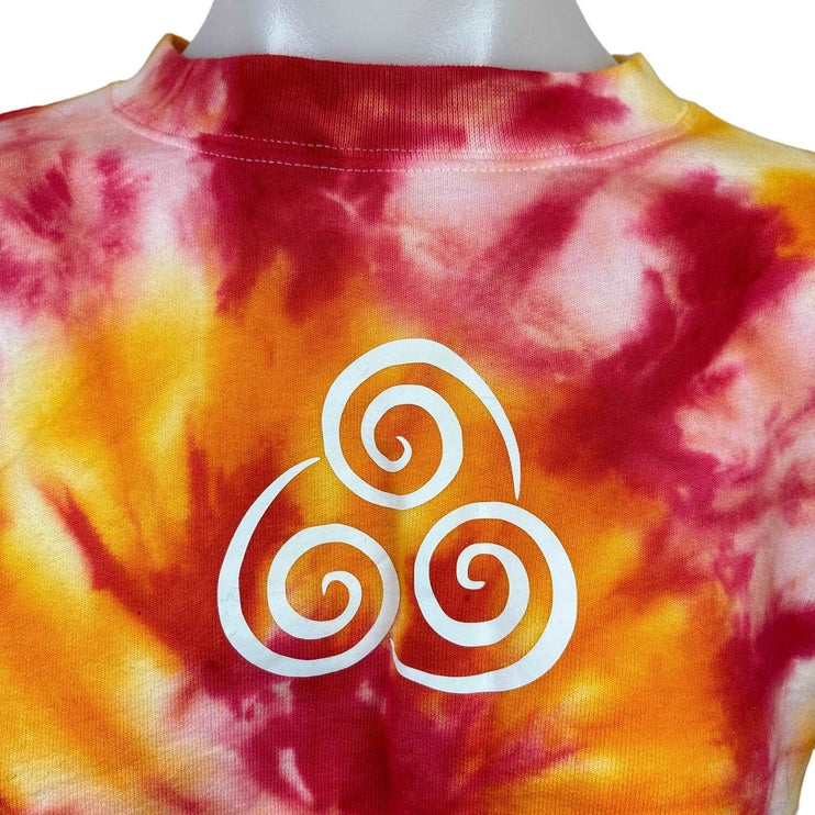 Air Nomad Logo Tie Dye Orange Red Cropped Crewneck Long Sleeve Sweatshirt Size S