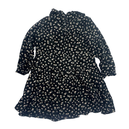 H&M Kids Girls Black Floral Collared Long Sleeve Flouce Flared A-Line Dress 4T