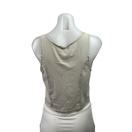 Urban Outfitters Women's Beige Stitch Sleeveless Cami Cropped Tank Top Size S