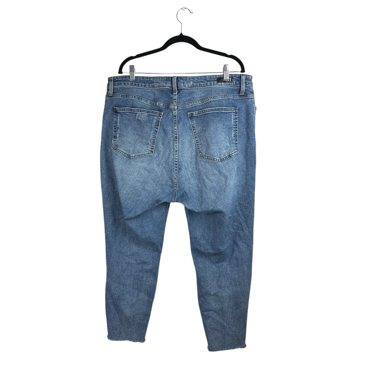 KUT From The Kloth Rachael Blue Distressed Frayed Hem Skinny Denim Mom Jeans 18