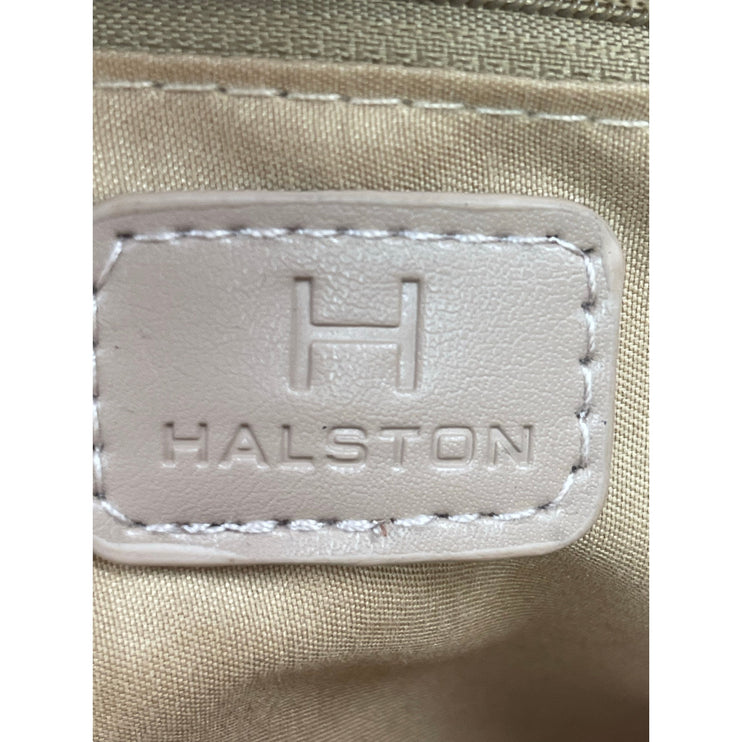 H by Halston Women's Beige Faux Leather Vegan Crossbody Satchel Handbag OS