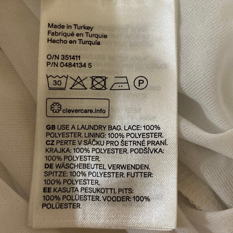 H&M White Lace Off The Shoulder Frill Sleeves A-Line Lined Midi Dress Size 4