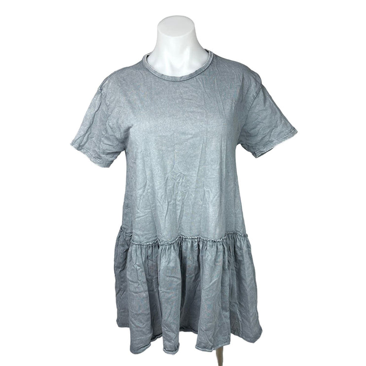 Pull&Bear Denim Blue 100% Cotton Oversized Mini Babydoll T-Shirt Dress Size XS