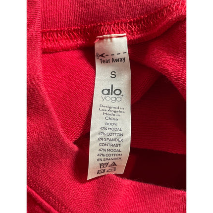 Alo Yoga Red Yoga Gym Workout Athletic Activewear Crop Sweater Sweatshirt Top S