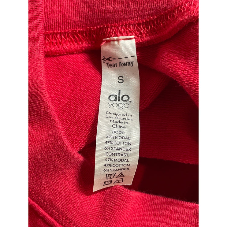 Alo Yoga Red Yoga Gym Workout Athletic Activewear Crop Sweater Sweatshirt Top S