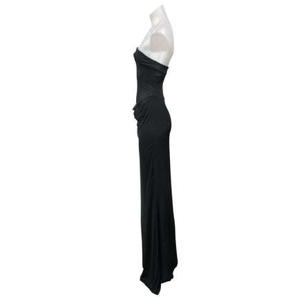 NEW Meshki Black Strapless Bandeau Tube Drape Sheath Prom Maxi Dress Size S