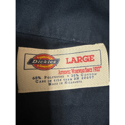 Dickies Men Navy Blue Workwear Pocket Cutoff Sleeve Button Down Shirt Top Size L