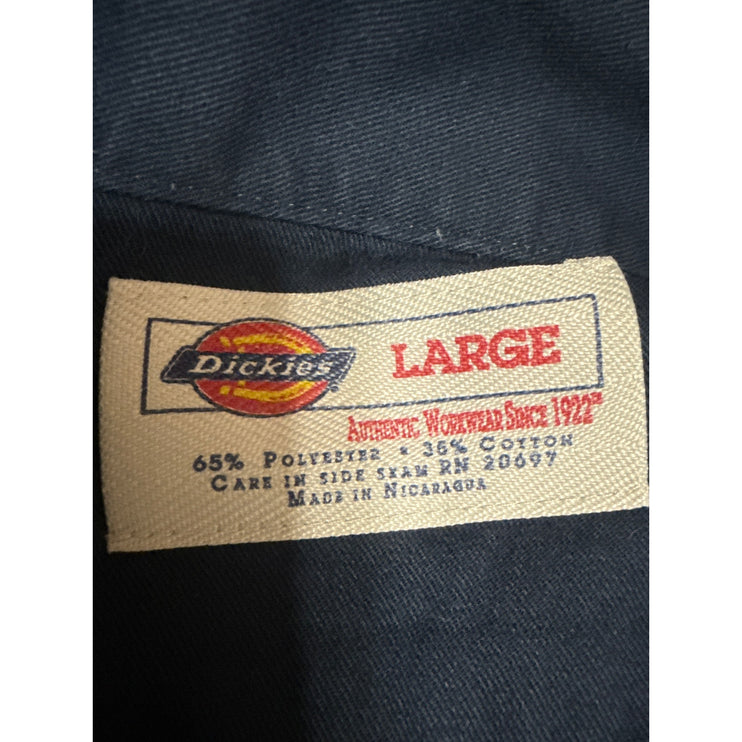 Dickies Men Navy Blue Workwear Pocket Cutoff Sleeve Button Down Shirt Top Size L