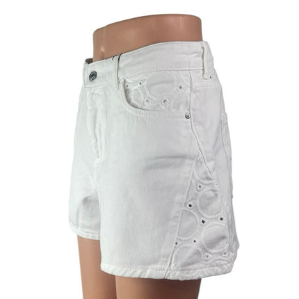 NEW Zara Women's White High Waisted Straight Y2k Mini Denim Jean Shorts Size 4