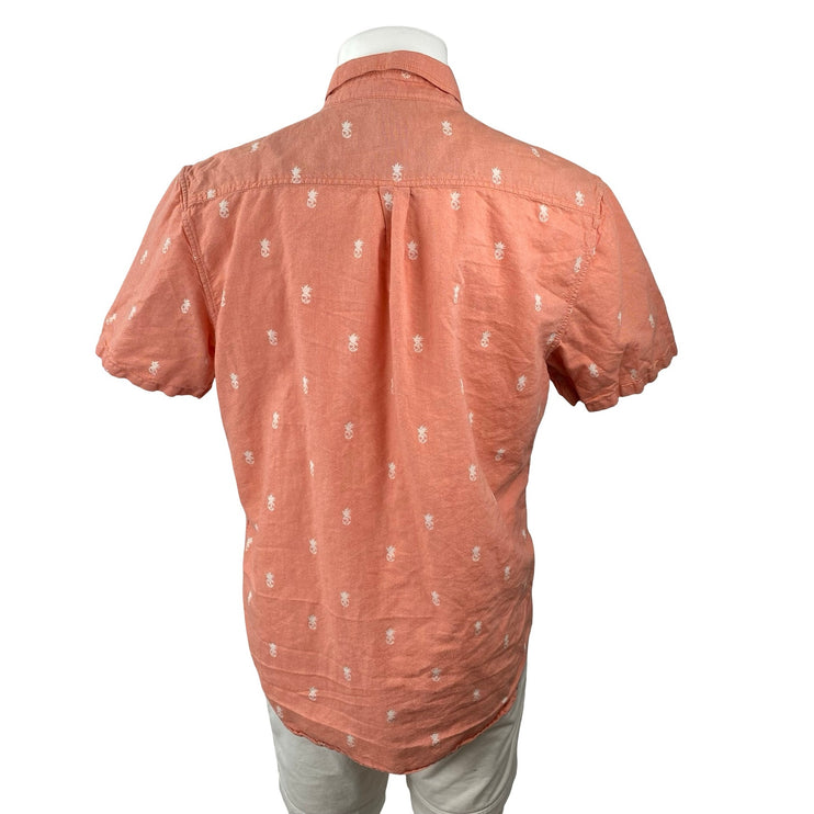 Vans Men's Coral Pineapple Hawaiian Short Sleeve Button Down Shirt Top Size L