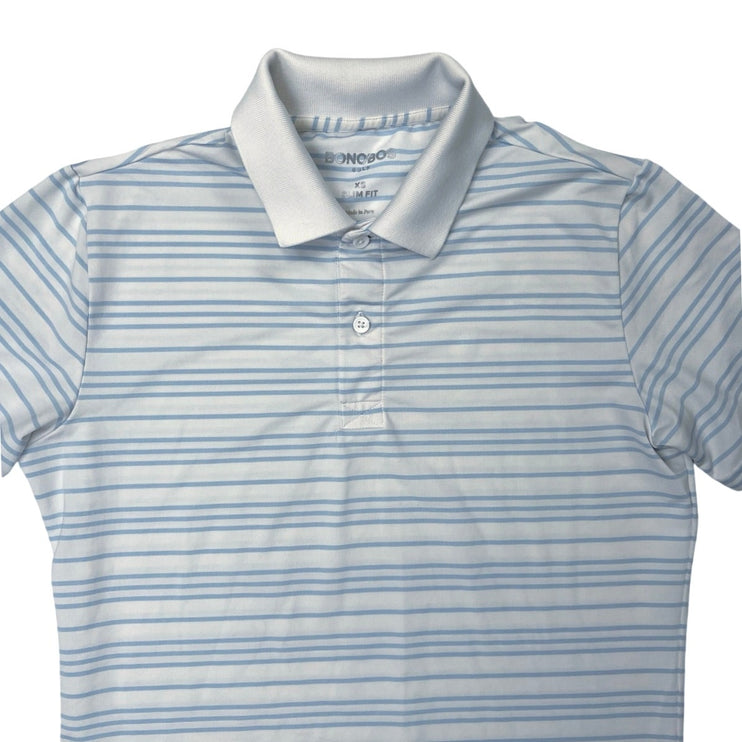 Bonobos Men's Blue Striped Slim Fit Short Sleeves Collar Golf Polo Shirt Top XS