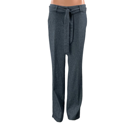 LOFT Julie Women's Blue Gray High Rise Belted Wide Leg Trouser Dress Pants Sz 4