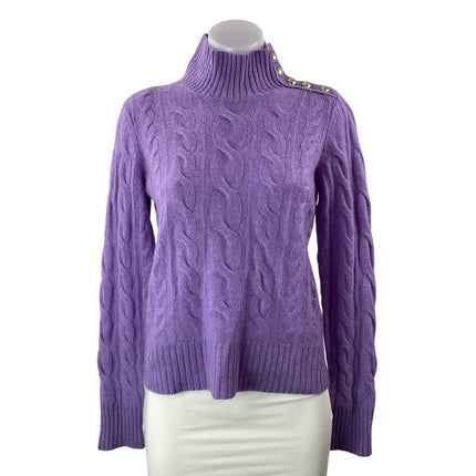 Charter Club Women's Purple 100% Cashmere Long Sleeve Cable Knit Sweater Top  S