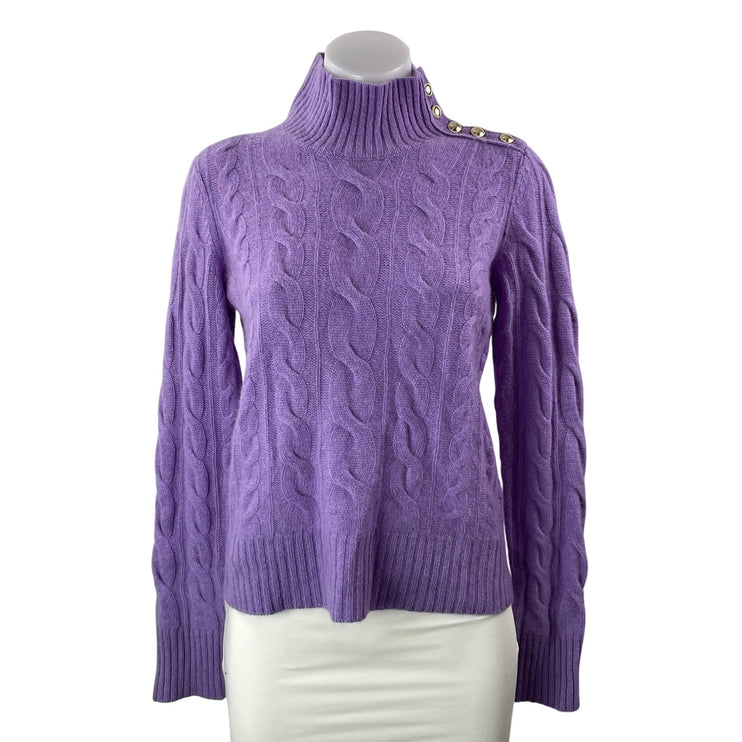 Charter Club Women's Purple 100% Cashmere Long Sleeve Cable Knit Sweater Top  S