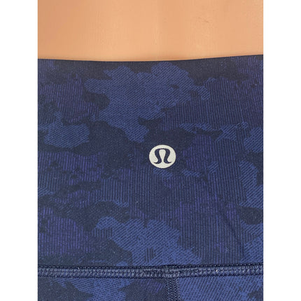 Lululemon Women's Blue Camo Cropped Yoga Running Athletic Leggings Pants Size 0
