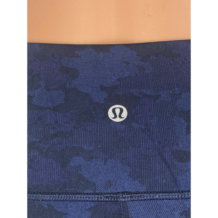 Lululemon Women's Blue Camo Cropped Yoga Running Athletic Leggings Pants Size 0