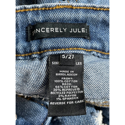 Sincerely Jules Women's Distressed High Rise Straight Denim Jeans Pants Sz 5/27