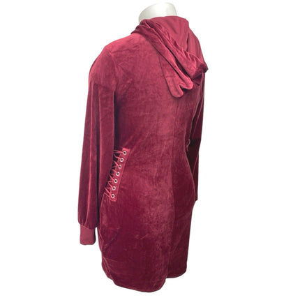 Rue21 Velvet Velour Long Sleeve Hooded Hoodie Sweatshirt Mini Dress Size XL
