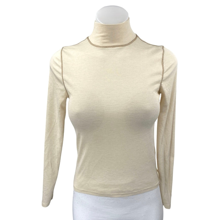 Madewell Women's Yellow Long Sleeve Turtleneck Seam Slim Sweater Top Size S