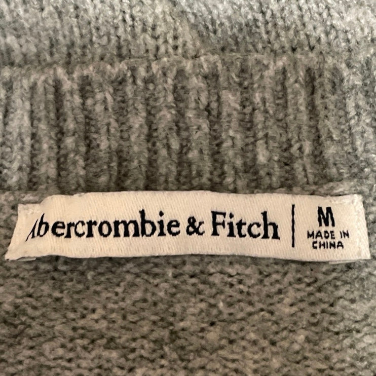 Abercrombie & Fitch Women's Gray Wool Short Sleeve Knit Crewneck Sweater Top M