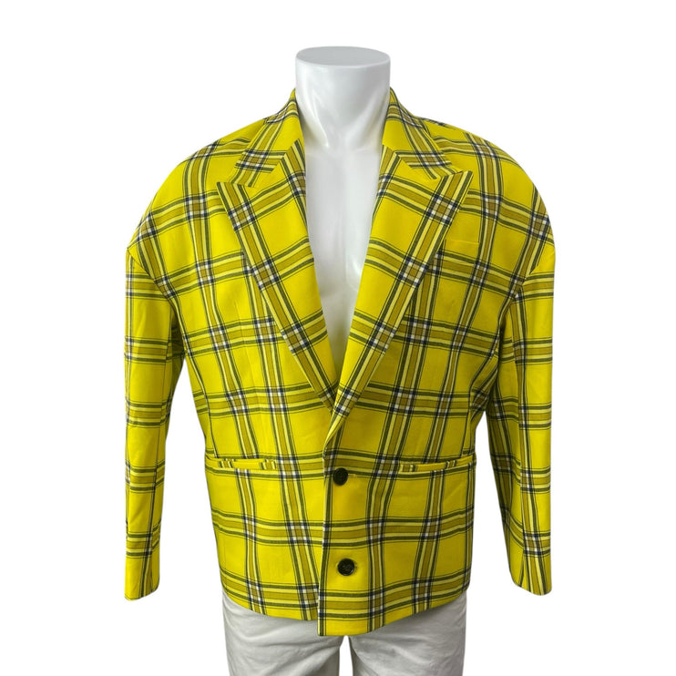 ASOS Men's Yellow Plaid Peak Lapel Long Sleeve Blazer Sports Suit Jacket Size 36
