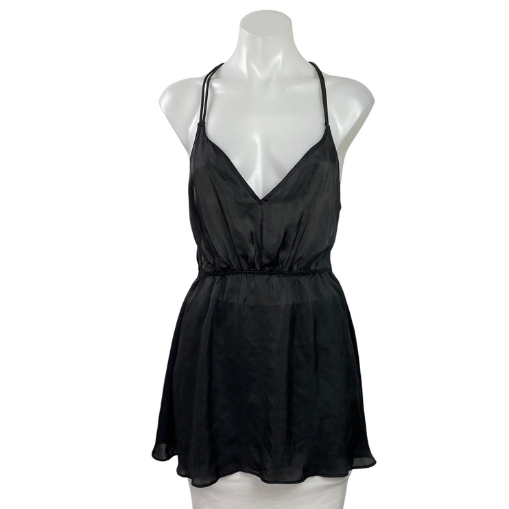 Victoria's Secret Black Sleeveless Strappy Back V Neck Lingerie Teddy Dress S